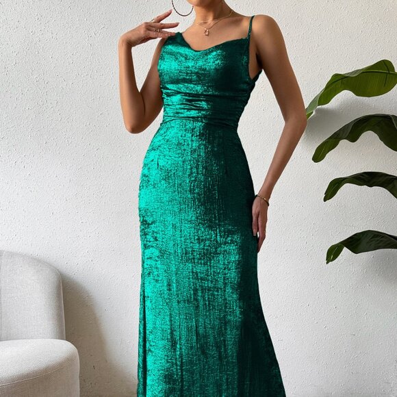 Asymmetric Neck Sleeveless Midi Dress - Picture 1 of 9